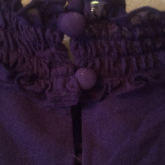 Purple, Sleeveless Blouse With Ruffles - Picture 4 of 4